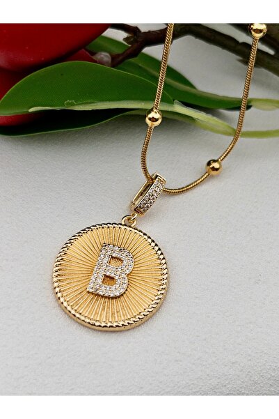 Siya Silver Özel Seri Kararmaz Çelik Zirkon Taşlı Dorika Zincirli Harfli Koly...