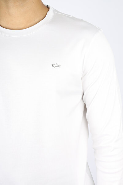 PAUL&SHARK Men's Slim Fit Crew Neck Long Sleeve White T-Shirt 15311611A-46A