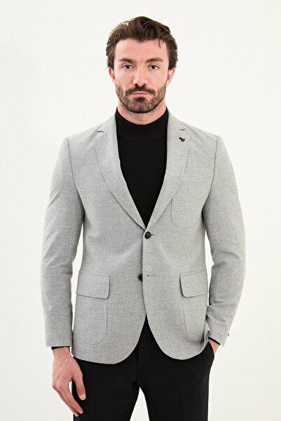 Mcr Straight Slim Fit Bag Pocket Mono Collar Wool Men's Jacket Gray - 41470.25K