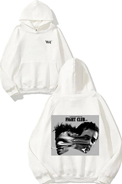 THEWERT Fight Club 9 Design Back Printed White Hooded Sweatshirt