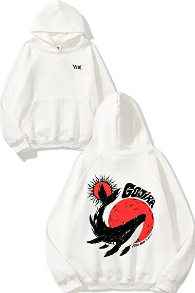 THEWERT Hanorac alb cu glugă cu imprimeu Gojira 8 Design