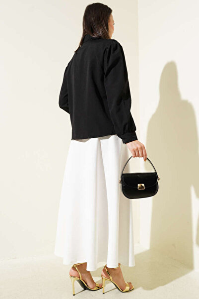 MODA Κοντό πουκάμισο με δαντέλα στον λαιμό