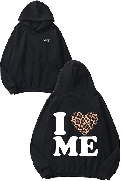 THEWERT سويت شيرت بقلنسوة أسود اللون بتصميم ليوبارد 5 مطبوع على الظهر