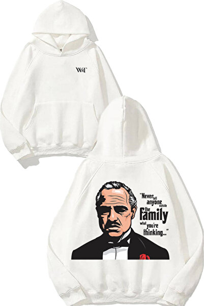 THEWERT Vito Corleone 3 Design Back Printed White Hooded Sweatshirt