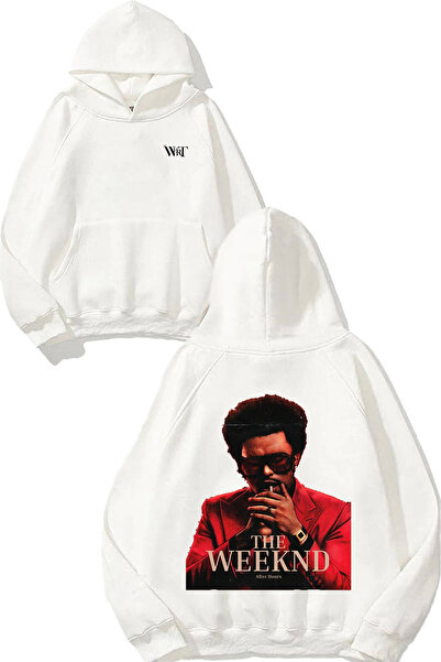 THEWERT Hanorac alb cu glugă cu imprimeu The Weeknd After Hours 8 Design