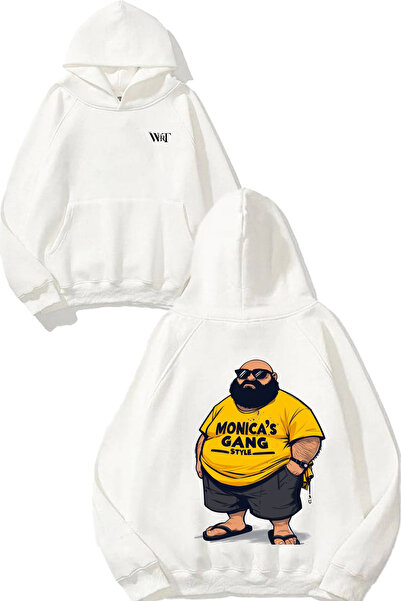 THEWERT Hanorac alb cu glugă cu imprimeu pe spate Monicas Gang Design