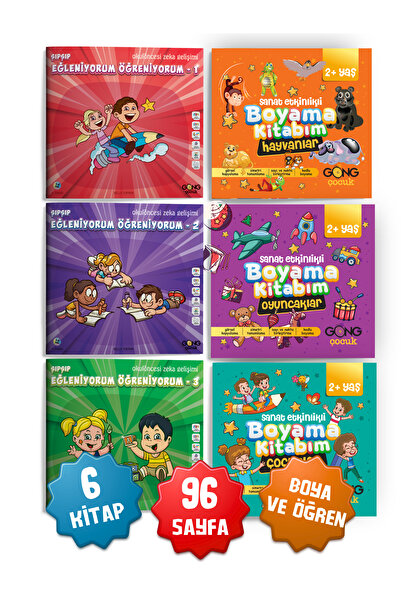 Gong 2li Set Sanat Etkinlikli Boyama Kitabı ve Şıp Şıp Eğleniyorum Öğreniyoru...