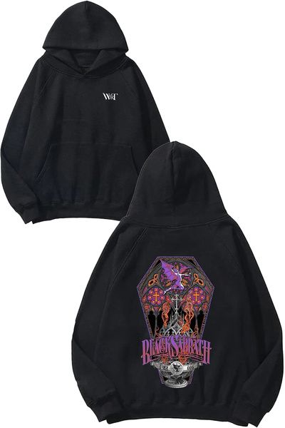 THEWERT Black Sabbath 8 Design Back Printed Black Hooded Sweatshirt