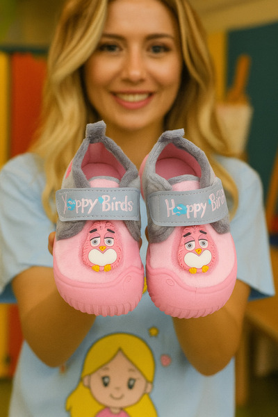 Behtah Kundura Baby Girl Anti-Slip Sole Velcro Slippers Cotton Lined Multi-Purpose School Nursery Booties Home Booties