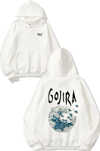 THEWERT Gojira 6 Design Back Printed White Hooded Sweatshirt