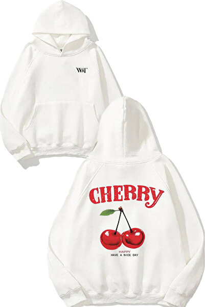 THEWERT Φούτερ με στάμπα Cherry 3 Design με λευκή κουκούλα