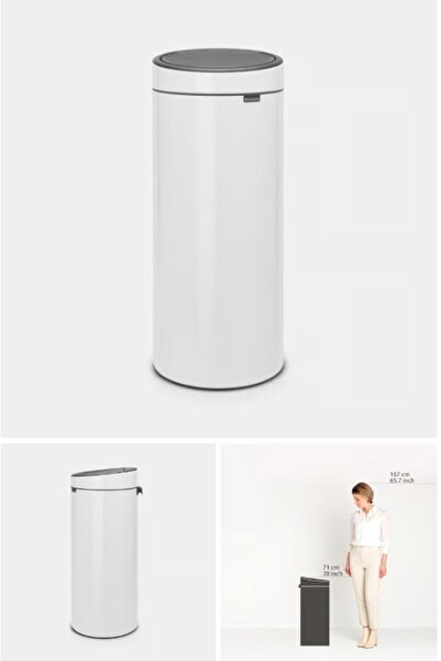 Genel Markalar Beyaz Dokunmatik Çöp Kutusu 30 Lt