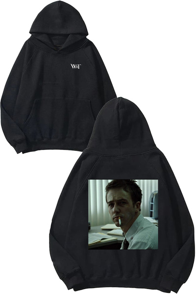 THEWERT Fight Club 8 Design Back Printed Black Hooded Sweatshirt