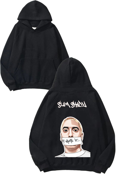 THEWERT سويت شيرت بقلنسوة أسود اللون بتصميم ظهر مطبوع من Eminem 2