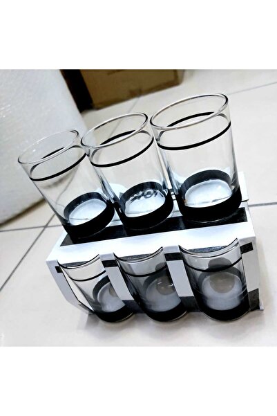 evoks Metalik Siyah Dekorlu Kahve Yanı Su Bardağı