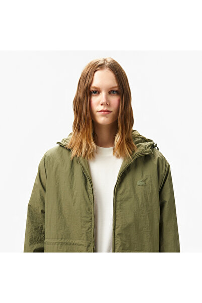 Lacoste Kadın Kapüşonlu Yeşil Yağmurluk