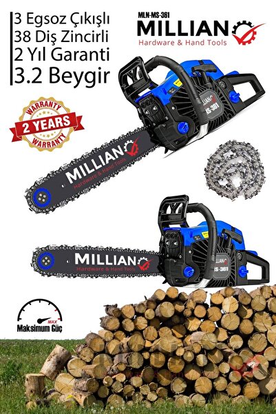 Millian MLN-MS-362 Ağaç Motoru Benzinli Testere Ağaç Odun Dal Kesme Makinası ...