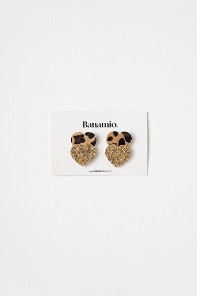 Banamio Set of 2 Heart Shaped Glitter Buckles (Leopard-Gold)