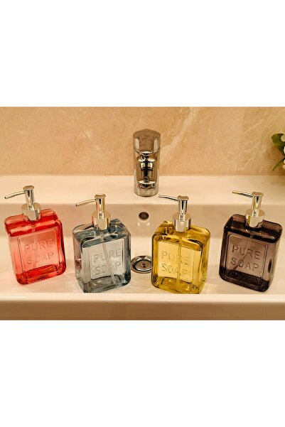 MAKRİ HOME Renkli Cam Sıvı Sabunluk, 500 ml, Mavi