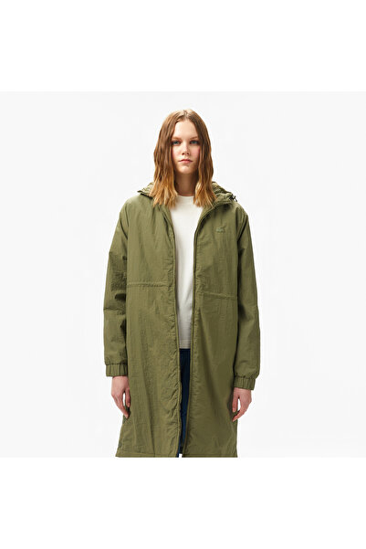 Lacoste Kadın Kapüşonlu Yeşil Yağmurluk