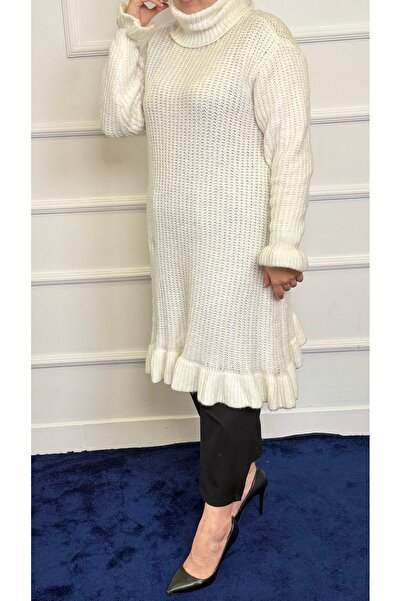 RACE FASHİON Rochie lungă din tricot cu mâneci și tiv cu volane RC8001