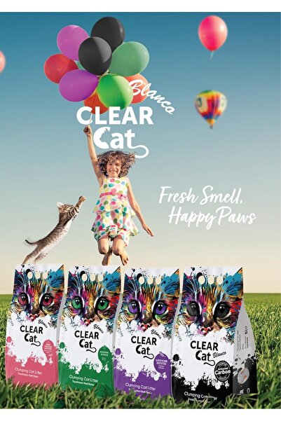 Clear Cat Blanco رمل قطط متكتّل برائحة الكربون، 5 لتر، بنتونيت طبيعي مع كربون نشط، كتل سريعة التماسك