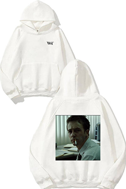 THEWERT Fight Club 8 Дизайн С качулка, с печат на гърба, бяла