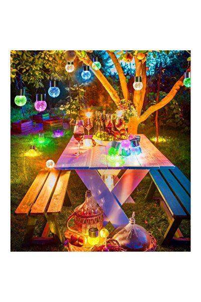 Flippy Solar LED Lamp, Small Chandelier, Crackled Glass Ball, Outdoor Waterproof, 6-12h, Multicolor