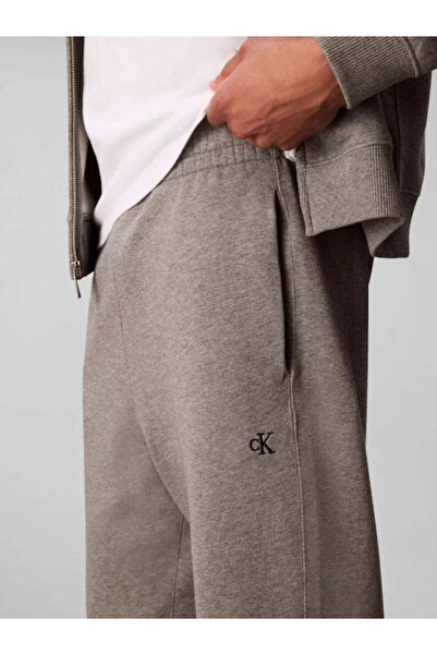 Calvin Klein Erkek Rahat Kalıp Beli ve Paçası Lastikli %100 Pamuklu Gri Eşofman Altı LV04RD241G-P7E