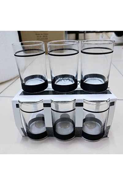 evoks Metalik Siyah Dekorlu Kahve Yanı Su Bardağı