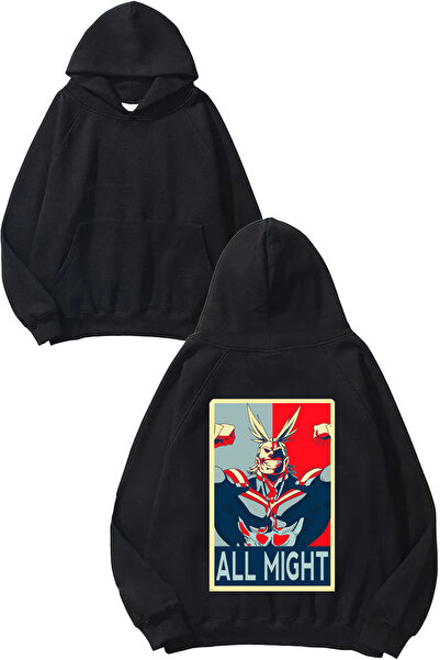 THEWERT All Might Design Back Printed Black Hooded Sweatshirt