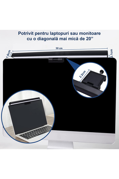LittleDomi Lampa LED pentru Monitor Smart, LittleDomi, 3 Nivele 2900K-6200K, Putere 5W, 120 Lumeni, Functie