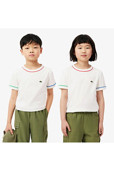 Lacoste Çocuk Bisiklet Yaka Krem T-Shirt