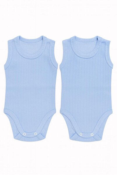 Akface 2 Pcs Combed Cotton - Sweatproof - Snap Fastener Newborn and Baby Ribbed Tank Top Bodysuit