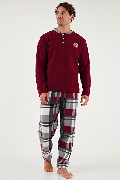 Buratti Ekoseli Regular Fit Buttoned Bike Neck Winter Fleece Pyjama Set Men's PYJAMA SET 609