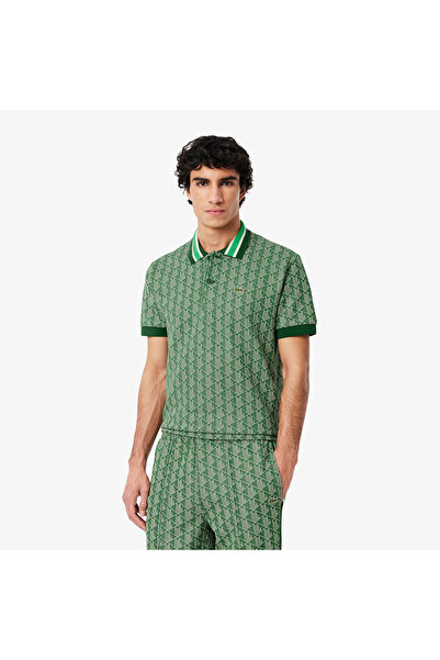 Lacoste Мъжка класическа пола с монограм в зелено