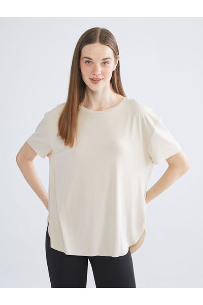 LC Waikiki Beige Crew Neck Women's Sports T-Shirt