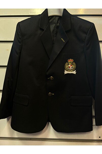 Terry Siyah Blazer Sarı Gold Armalı Astarlı Ceket