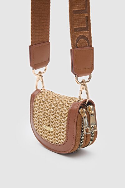 OLLBAG Jefece Taba Hasır Çanta Cüzdan