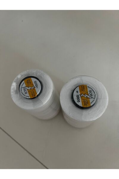 BORADİKİŞİPLİĞİ Genel Marka Siyah Ve Beyaz Dikiş Ipliği 5000 Metre BEYAZ - 2 Li Set