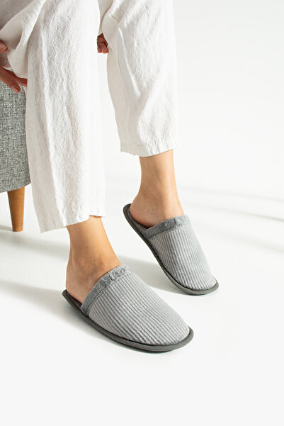 MODA BULVARI Men's Slippers Velvet Corded Pattern Groom Bundle Guest Carpet Office Slippers