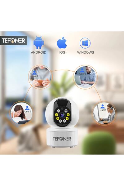 TEFONER 1080p home surveillance cameras. 360-degree rotating baby monitoring camera. Surveillance camera with audio recording feature.