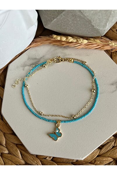 HALHALMILL Mavi Kelebekli İkili Trend Halhal