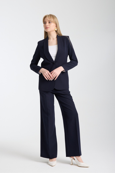 Swass بدلة بنطلون وسترة بزر واحد باللون الأزرق الداكن