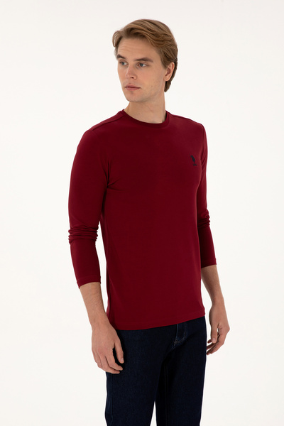 U.S. Polo Assn. Чоловічий Slim Fit велосипедний комір бордовий базовий світшот 50307762-VR014