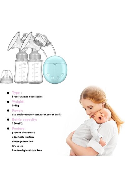 Generic Double Electric Breast Pump, Pain-Free Breast Pump with Milk Bottle, Efficient Suction Double