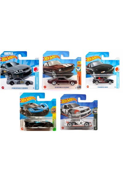 HOT WHEELS 5 Adet Lisanslı Model Karışık Arabalar (Nissan Mazda Tesla Ford Do...