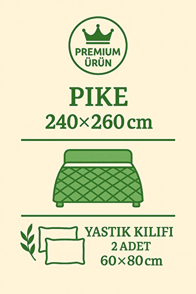 Evimcim Double Premium Pike Set Cream Patterned 240X260 + 2 Pillowcases