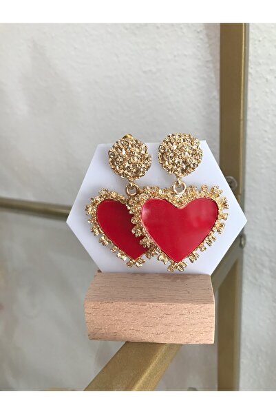 the ASEL İNCİ Gold Detailed Heart Earrings