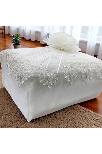 teknotrust Keten bohça, güpür detaylı, fermuarlı, el işi, şık ve zarif hediye...